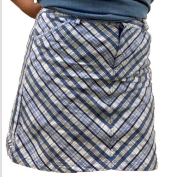 CROFT and BARROW Blue White Diagonal Plaid Skort Skirt Lined Womens Size 14 - Picture 4 of 14